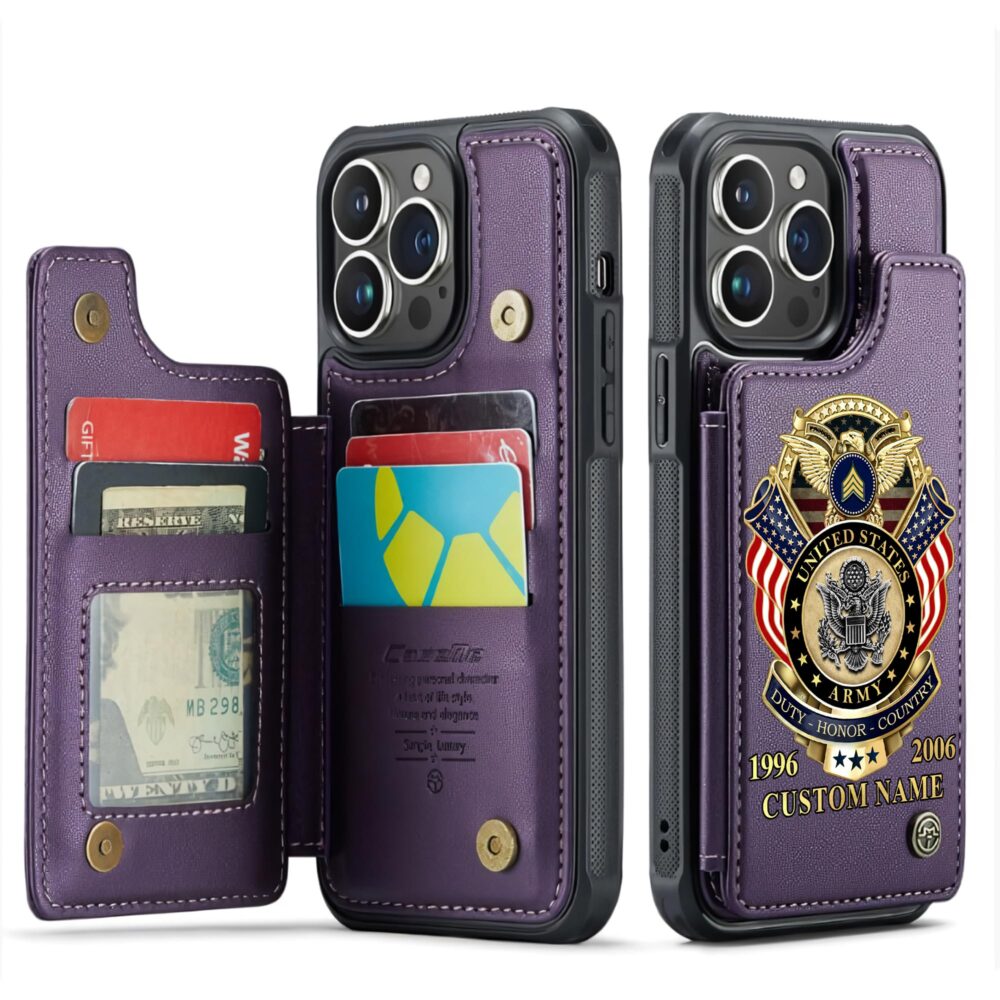 US Army, Served With Pride - Leather Flip Phone Case - Image 6