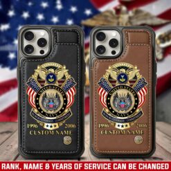 US Navy, E 7 Gold - Leather Flip Phone Case