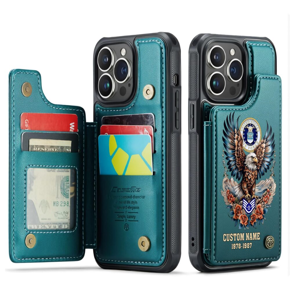 US Air Force , American By Birth, Veteran By Choice - Leather Flip Phone Case - Image 5
