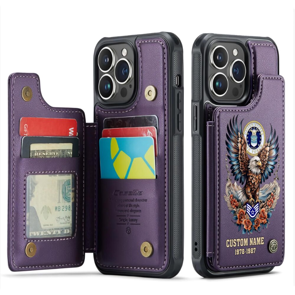 US Air Force , American By Birth, Veteran By Choice - Leather Flip Phone Case - Image 6