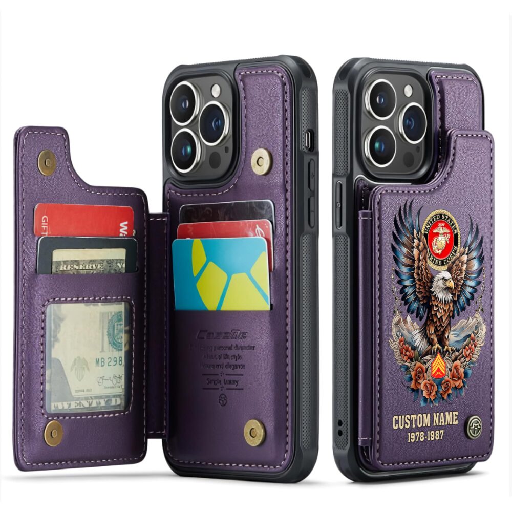 US Marine Corps, Defender of Freedom - Leather Flip Phone Case - Image 6