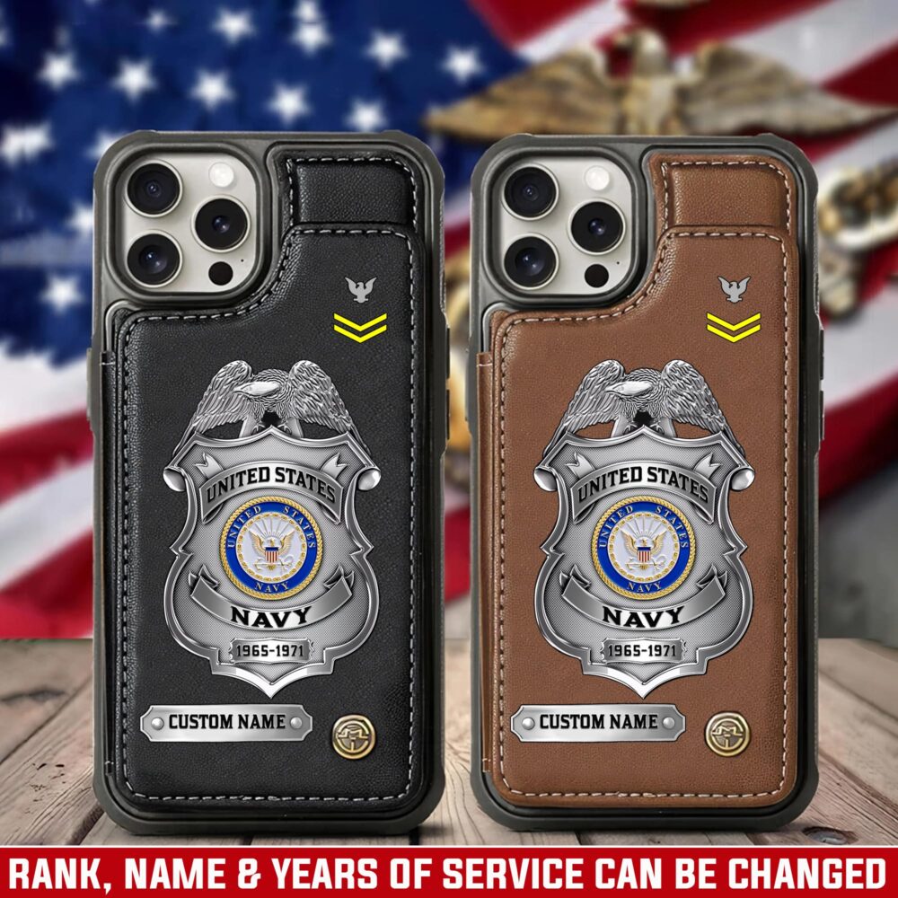 US Navy, American By Birth, Veteran By Choice - Leather Flip Phone Case