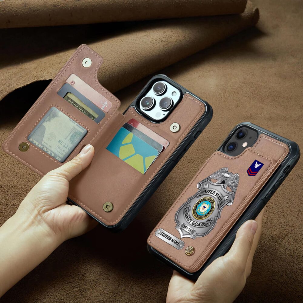 US Coast Guard, E 3 White - Leather Flip Phone Case - Image 2