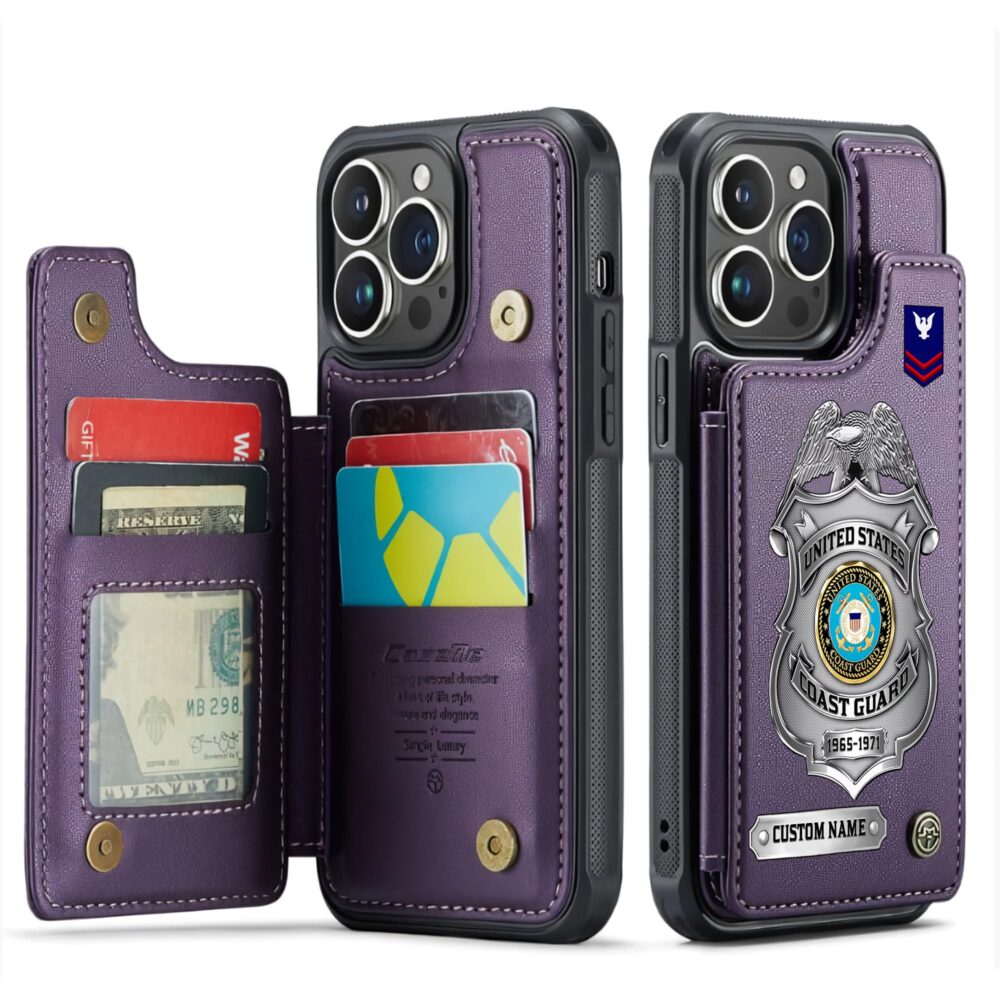 US Coast Guard, E 3 White - Leather Flip Phone Case - Image 6