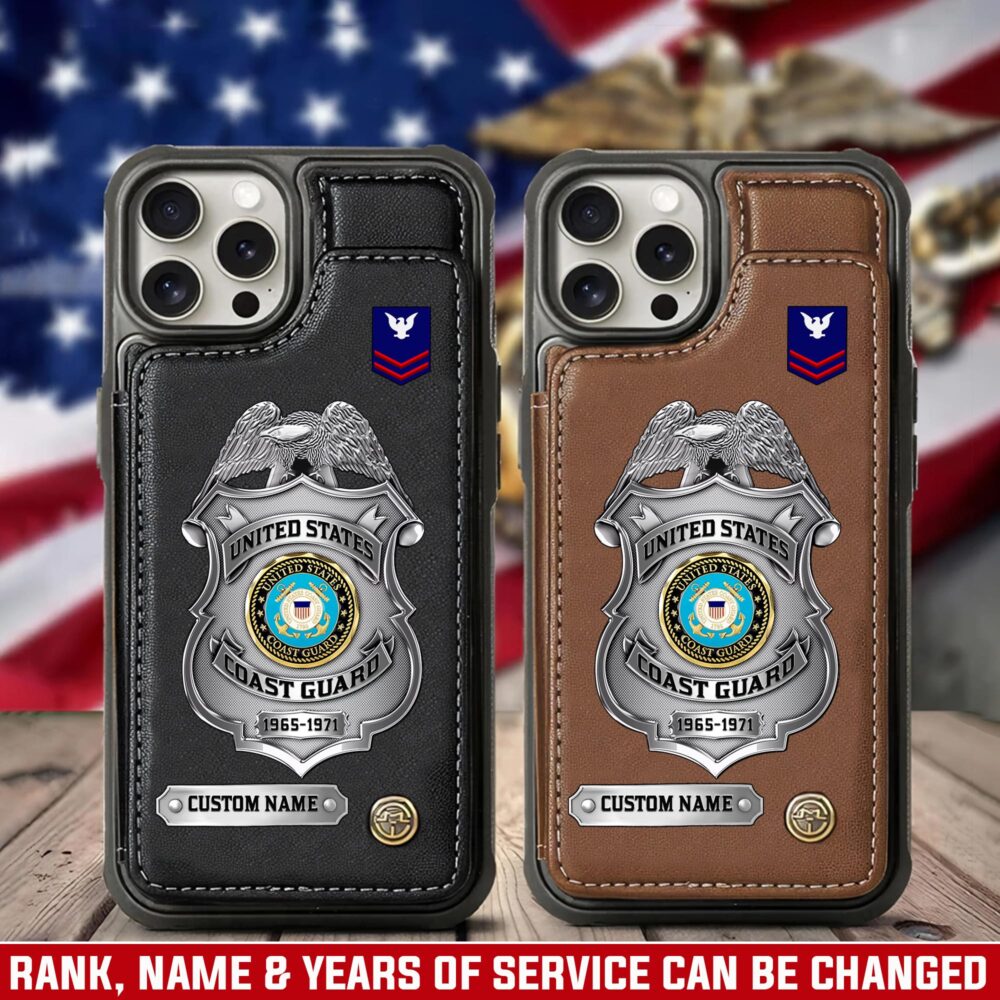 US Coast Guard, E 3 White - Leather Flip Phone Case