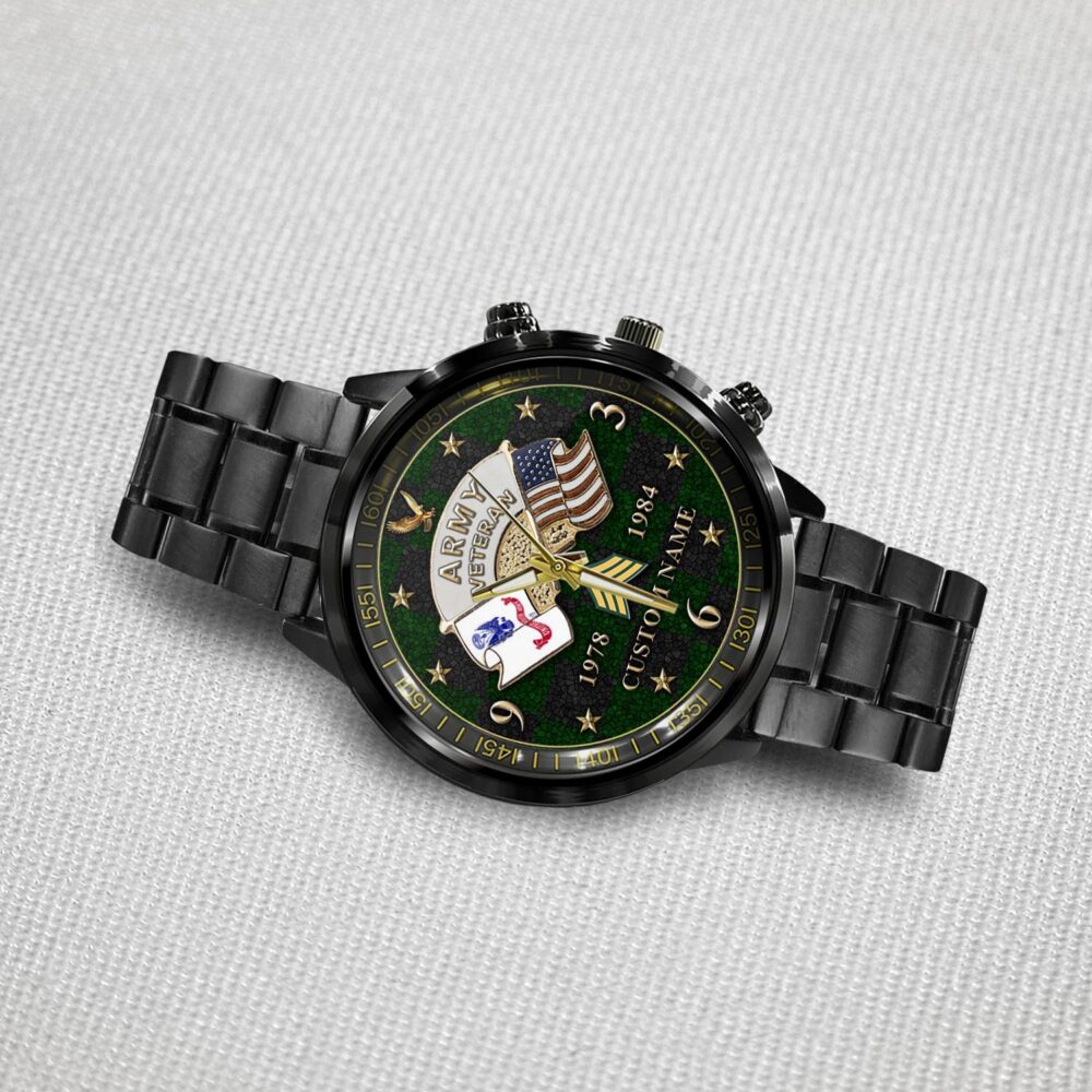 US Army, O 4 Army Major - Black Stainless Steel Watch - Image 3