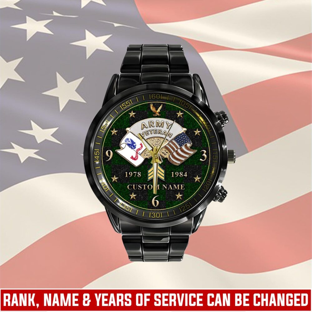 US Army, O 4 Army Major - Black Stainless Steel Watch