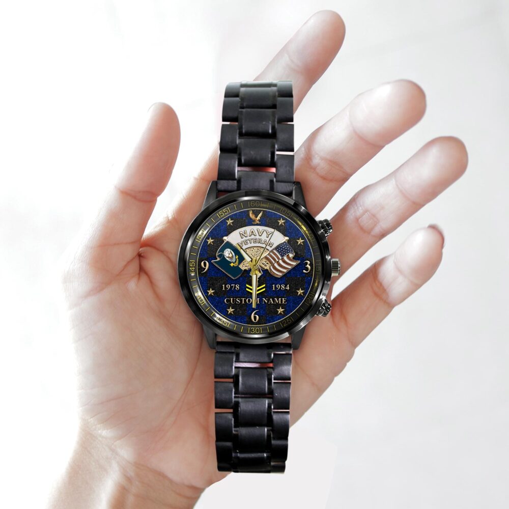 US Navy, E 8 Gold - Black Stainless Steel Watch - Image 2