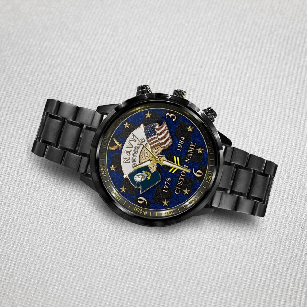 US Navy, E 8 Gold - Black Stainless Steel Watch - Image 3