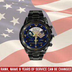 US Navy, E 8 Gold - Black Stainless Steel Watch