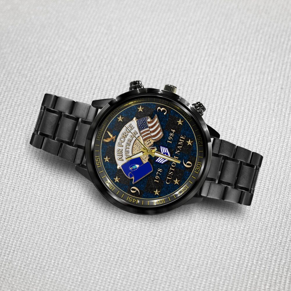US Air Force, E 6 Air Force Technical Sergeant - Black Stainless Steel Watch - Image 3