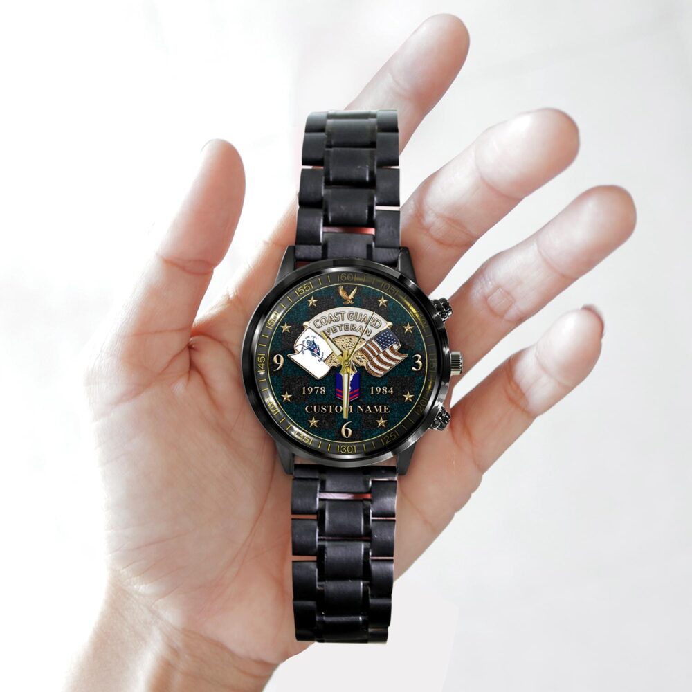 US Coast Guard, No One Fights Alone - Black Stainless Steel Watch - Image 2