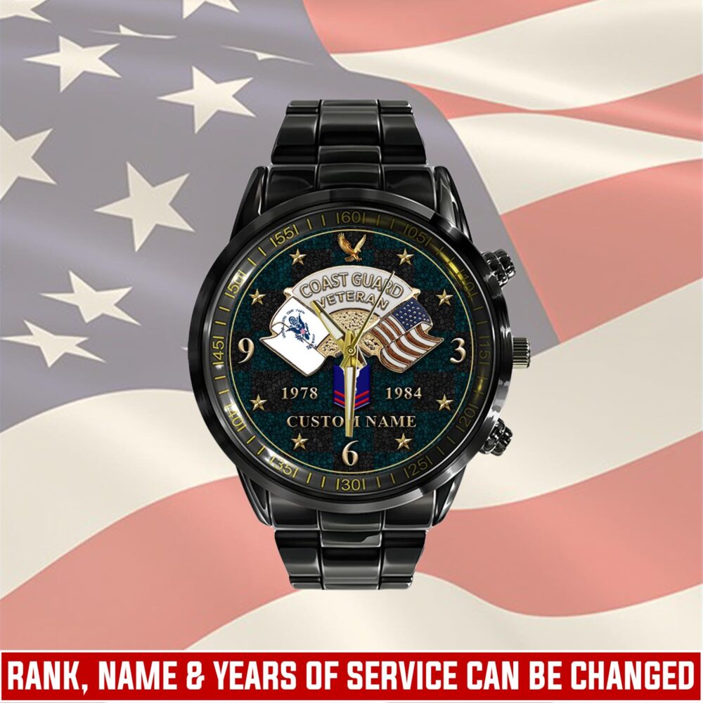US Coast Guard, No One Fights Alone - Black Stainless Steel Watch