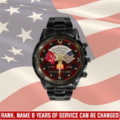 US Marine Corps, Always Remember, Never Forget - Black Stainless Steel Watch