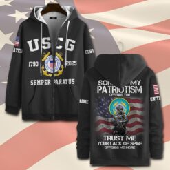 US Coast Guard, Freedom Over Fear - Zip Hoodie