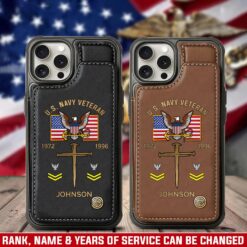 US Navy, E 8 Gold - Leather Flip Phone Case