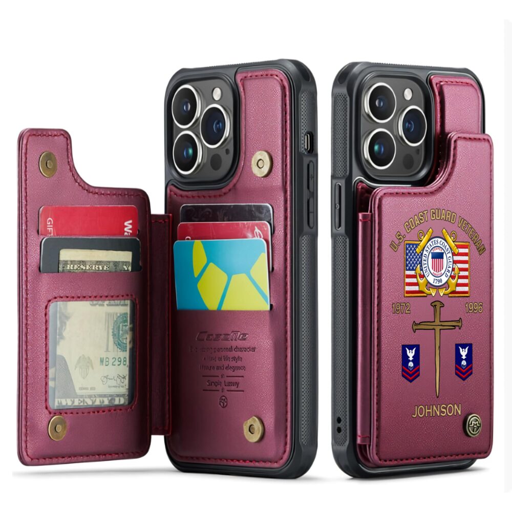 US Coast Guard, Honor, Duty, Service - Leather Flip Phone Case - Image 4