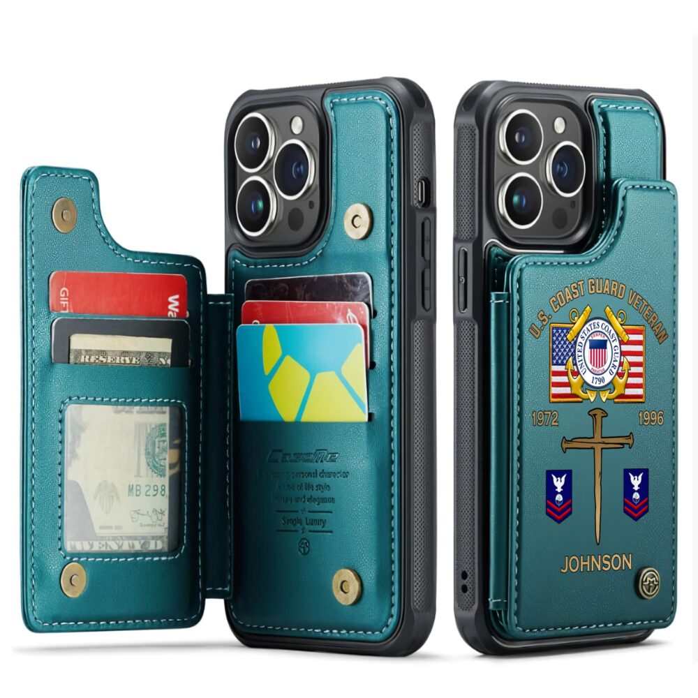 US Coast Guard, Honor, Duty, Service - Leather Flip Phone Case - Image 5