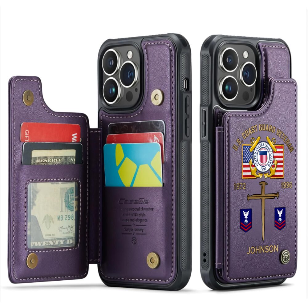 US Coast Guard, Honor, Duty, Service - Leather Flip Phone Case - Image 6