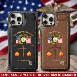 US Marine Corps, Land Of The Free, Because Of The Brave - Leather Flip Phone Case
