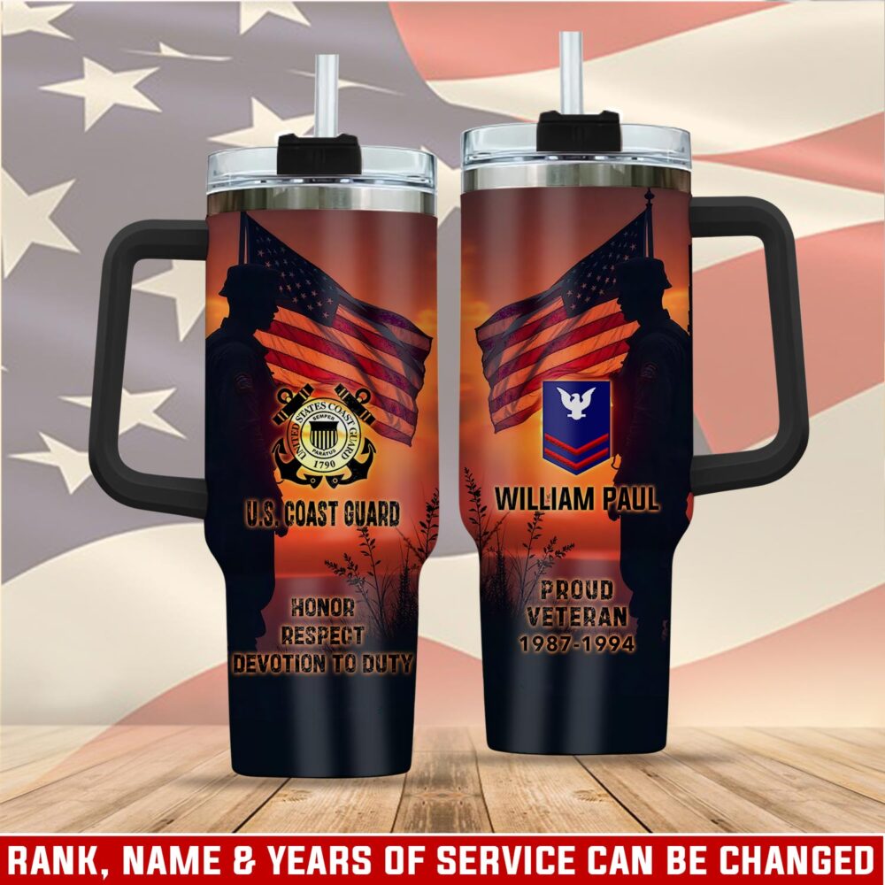 US Coast Guard, E 5 Gold - Stainless Steel Tumbler 40oz
