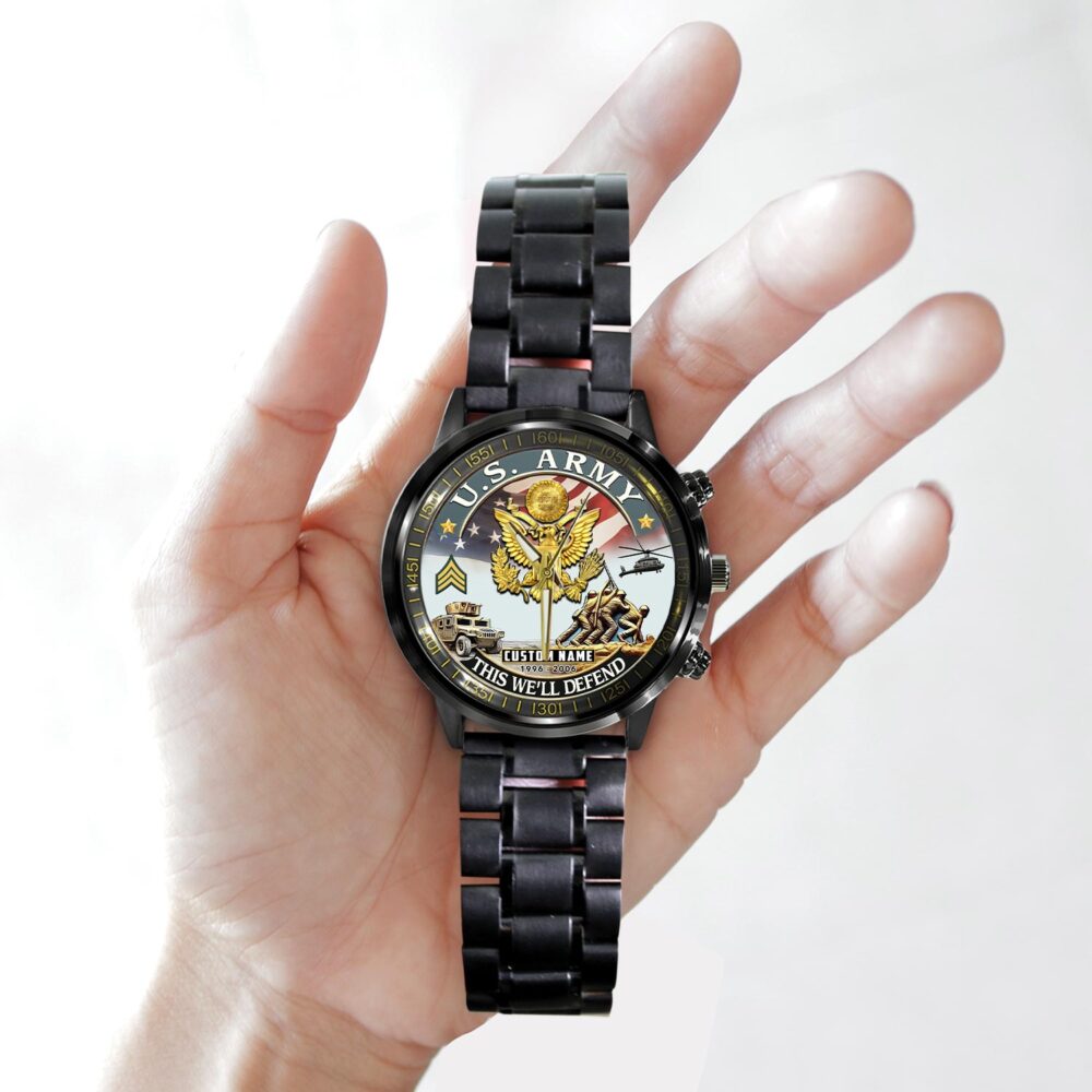 US Army, E 9 Army Command Sergeant Major - Black Stainless Steel Watch - Image 2