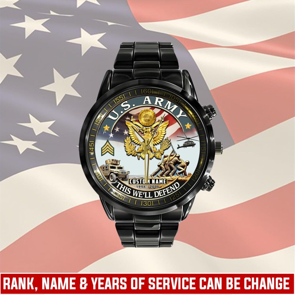 US Army, E 9 Army Command Sergeant Major - Black Stainless Steel Watch