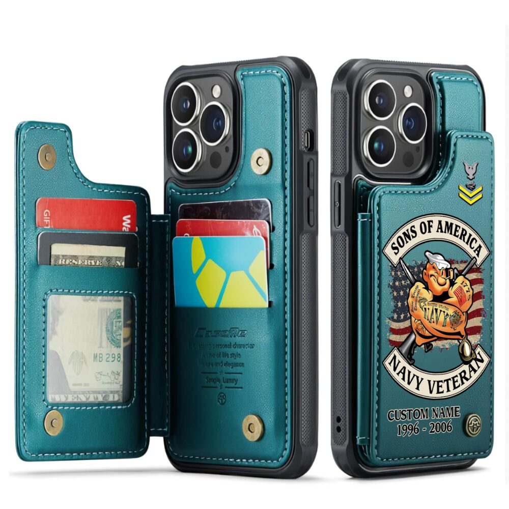 US Navy, No One Gets Left Behind - Leather Flip Phone Case - Image 5