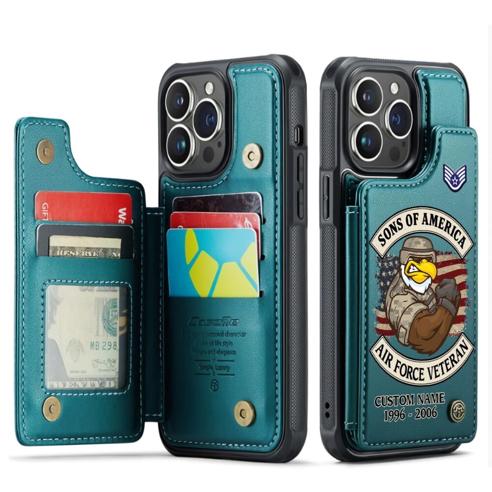 US Air Force , Aim High … Fly-Fight-Win - Leather Flip Phone Case - Image 5