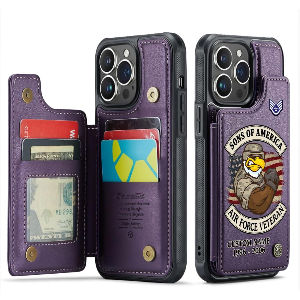 US Air Force , Aim High … Fly-Fight-Win - Leather Flip Phone Case - Image 6