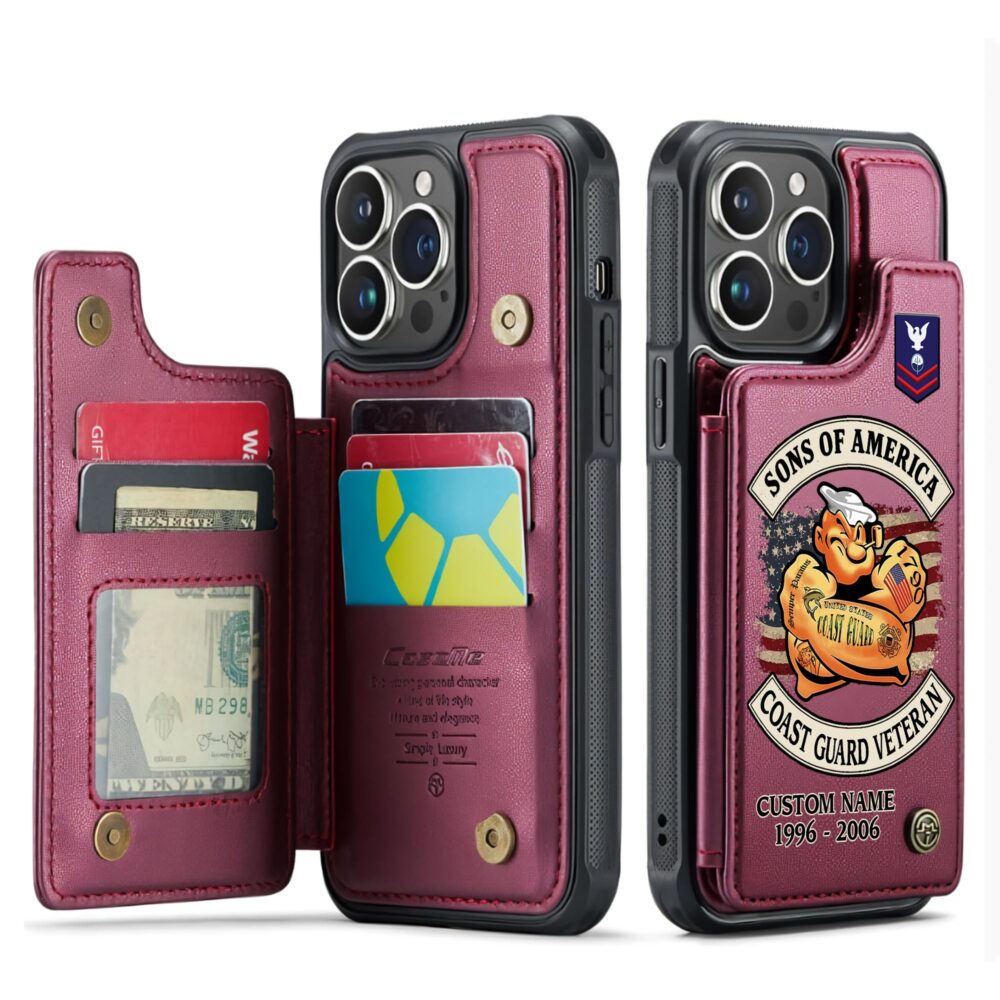 US Coast Guard, I Walked The Walk - Leather Flip Phone Case - Image 4