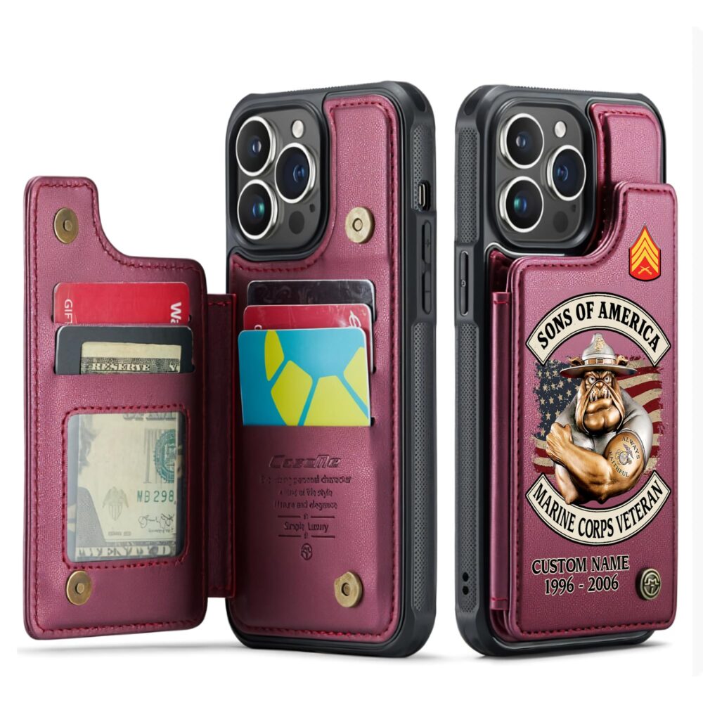 US Marine Corps, Honoring All Who Served - Leather Flip Phone Case - Image 4
