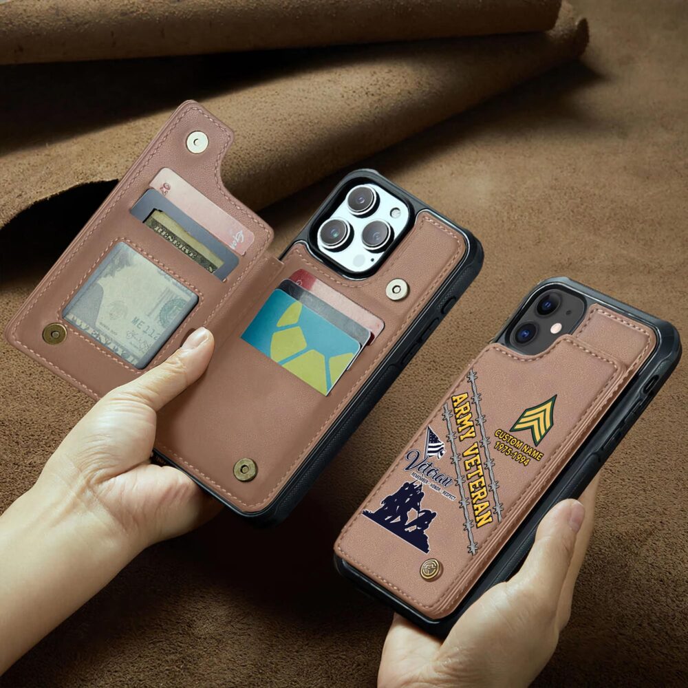 US Army, E 8 Army Master Sergeant - Leather Flip Phone Case - Image 2