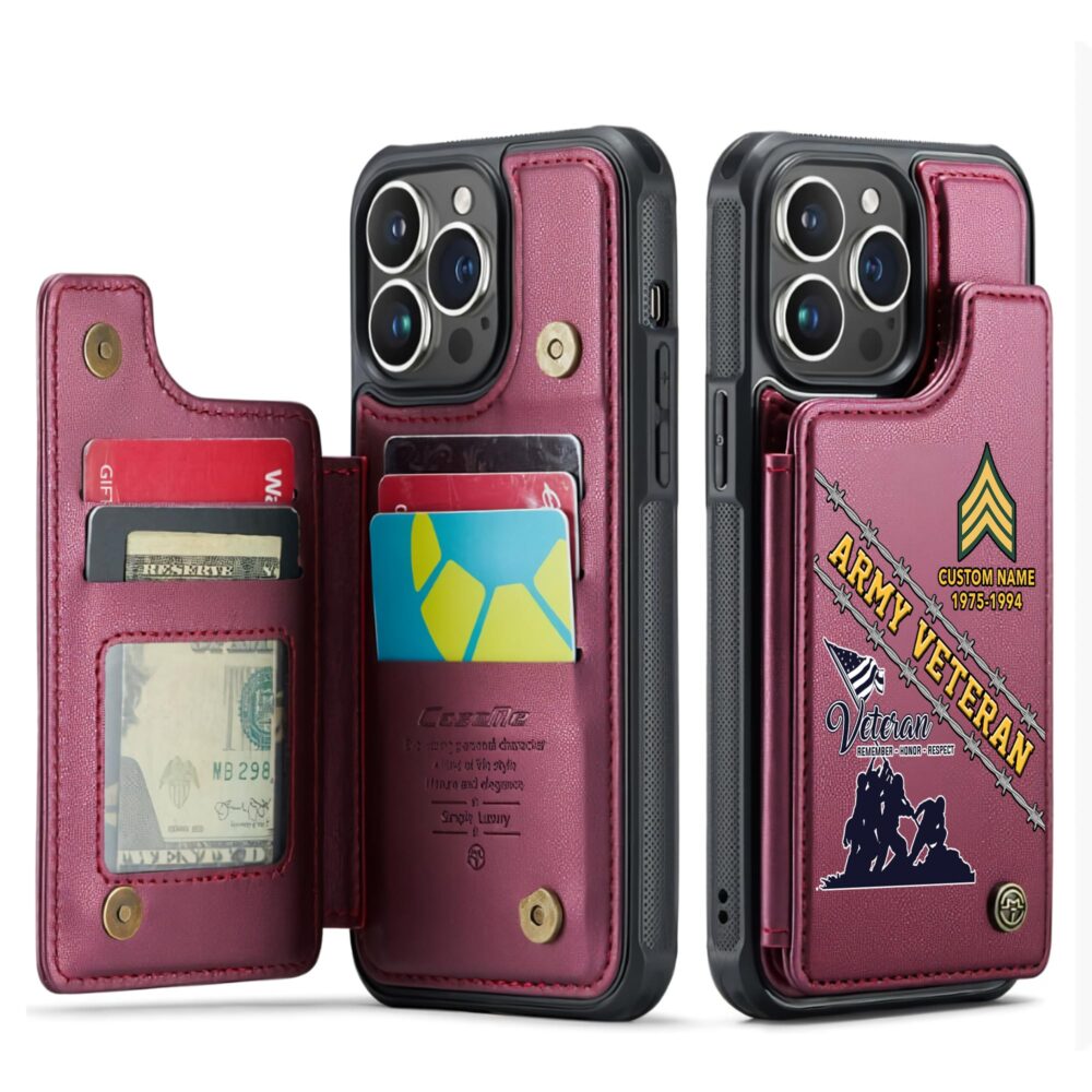 US Army, E 8 Army Master Sergeant - Leather Flip Phone Case - Image 4