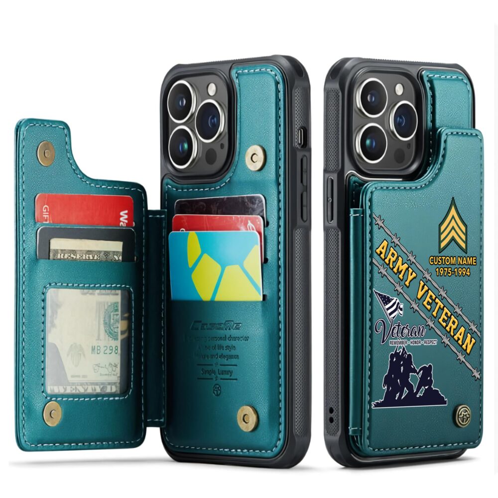 US Army, E 8 Army Master Sergeant - Leather Flip Phone Case - Image 5
