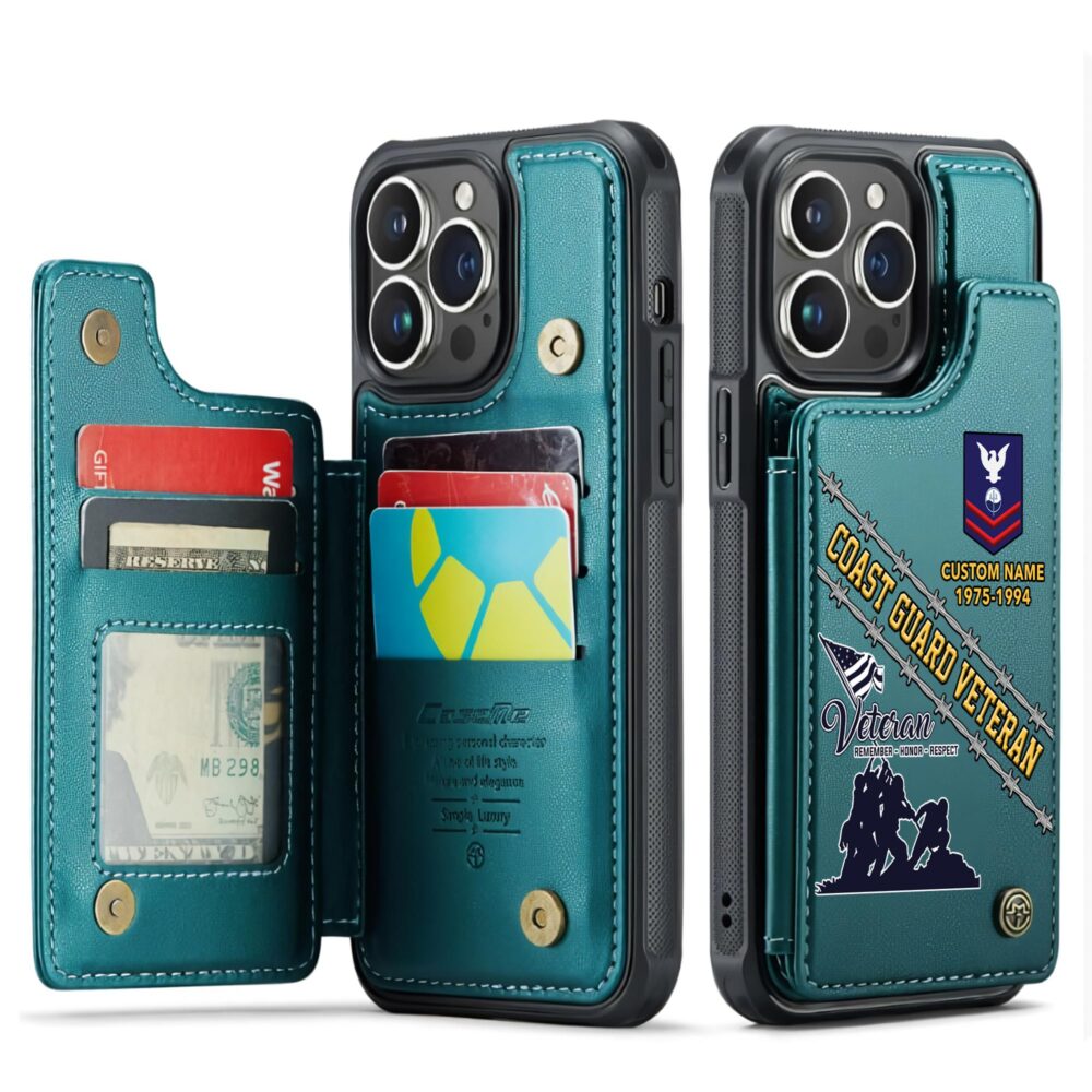 US Coast Guard, E 4 Gold - Leather Flip Phone Case - Image 5