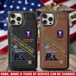 US Coast Guard, E 4 Gold - Leather Flip Phone Case