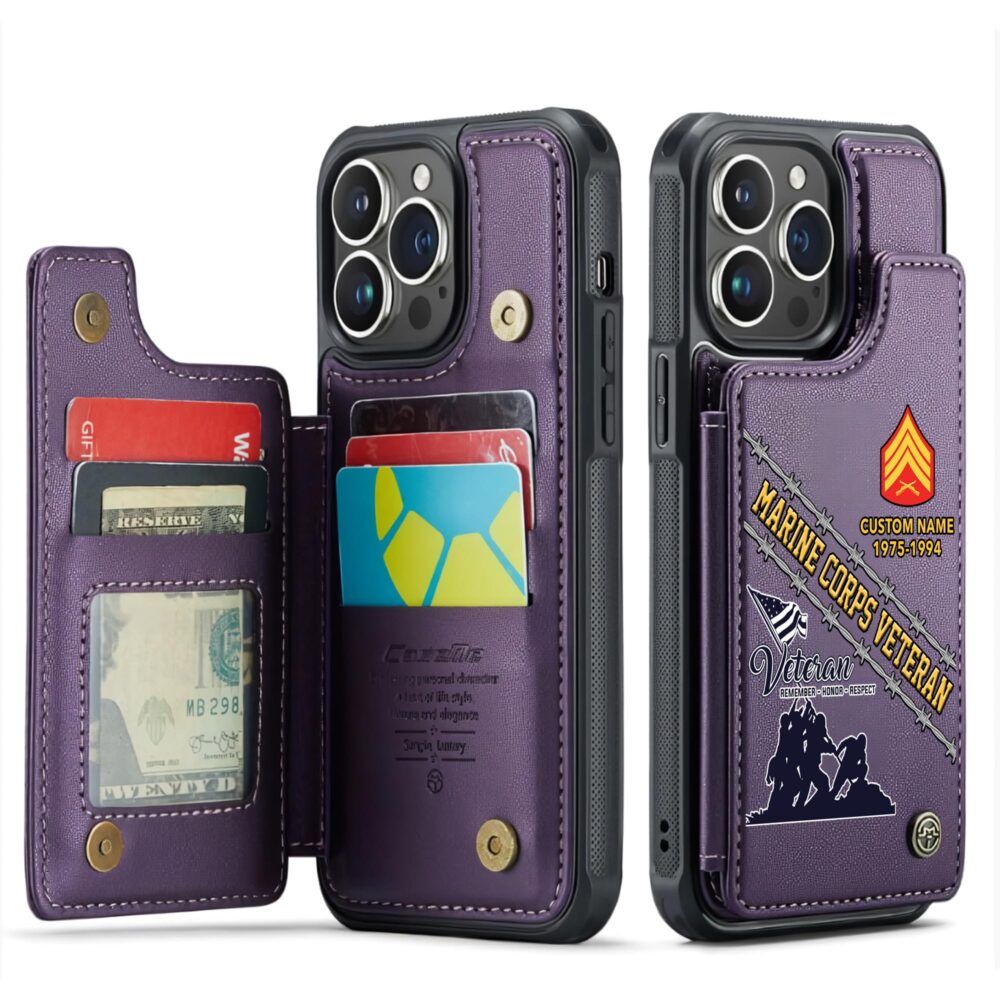 US Marine Corps, Remember - Honor - Respect - Leather Flip Phone Case - Image 6