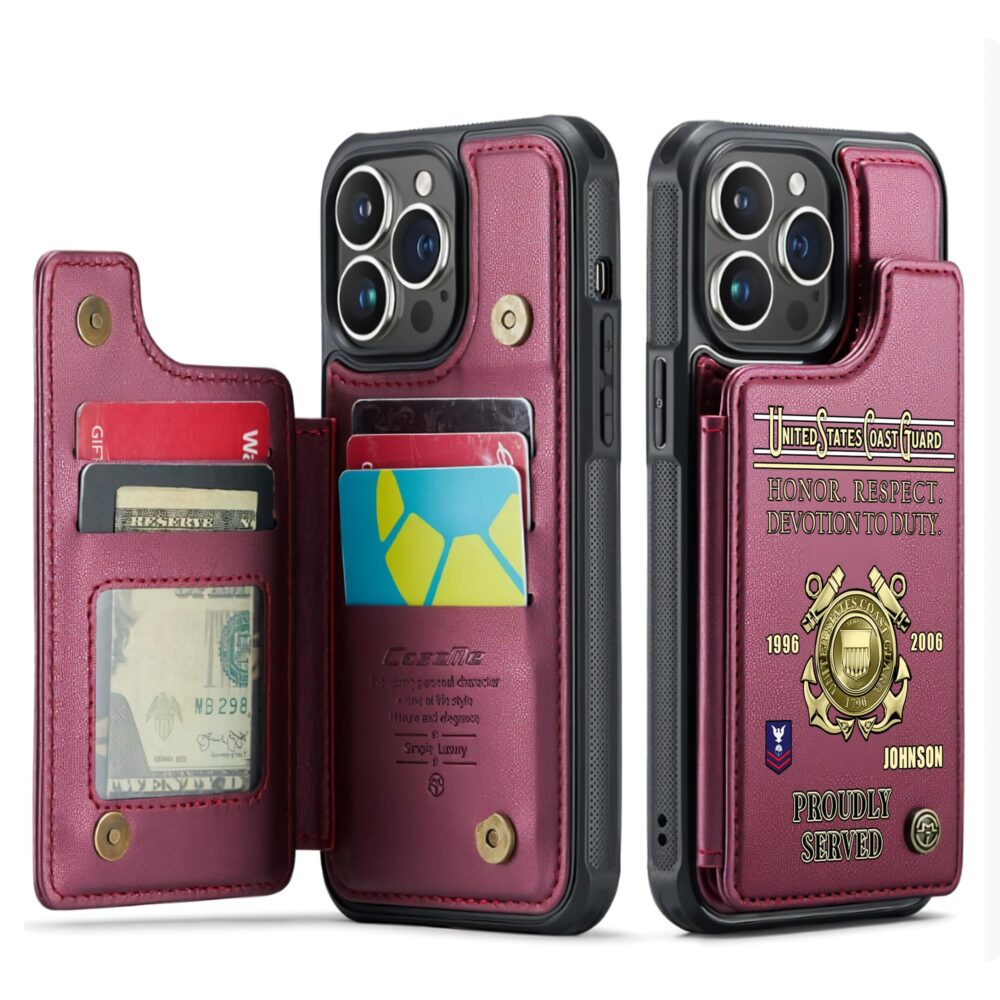 US Coast Guard, E 6 Red - Leather Flip Phone Case - Image 4