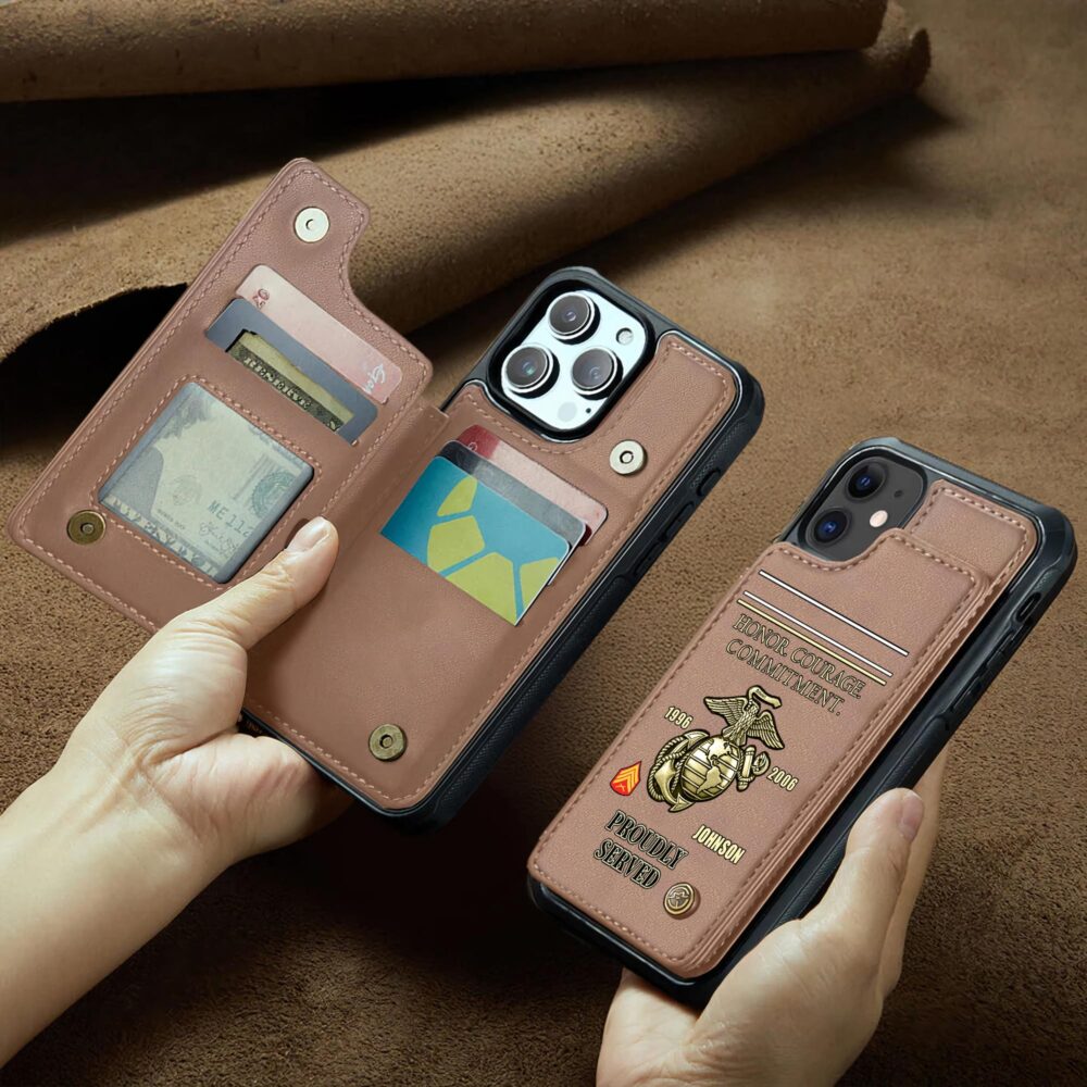 US Marine Corps, E 8 Marines First Sergeant - Leather Flip Phone Case - Image 2