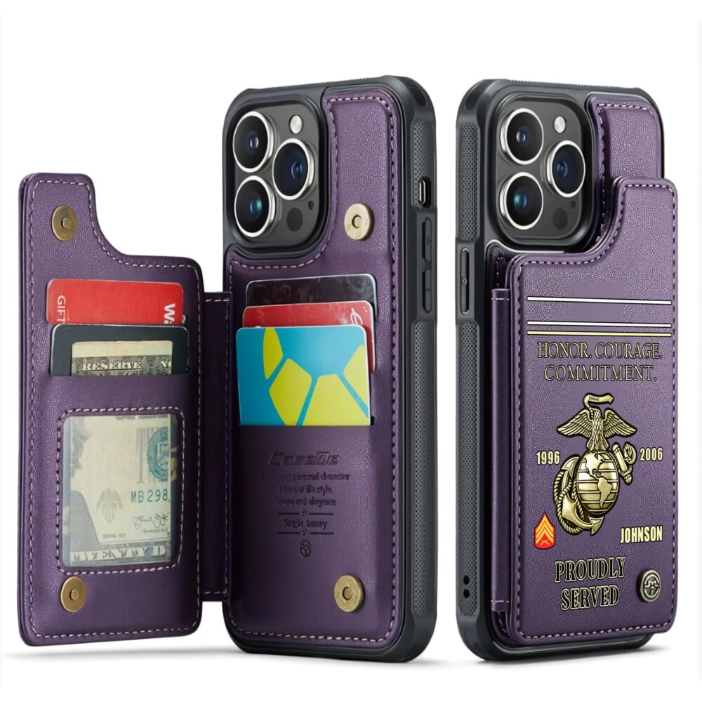 US Marine Corps, E 8 Marines First Sergeant - Leather Flip Phone Case - Image 6