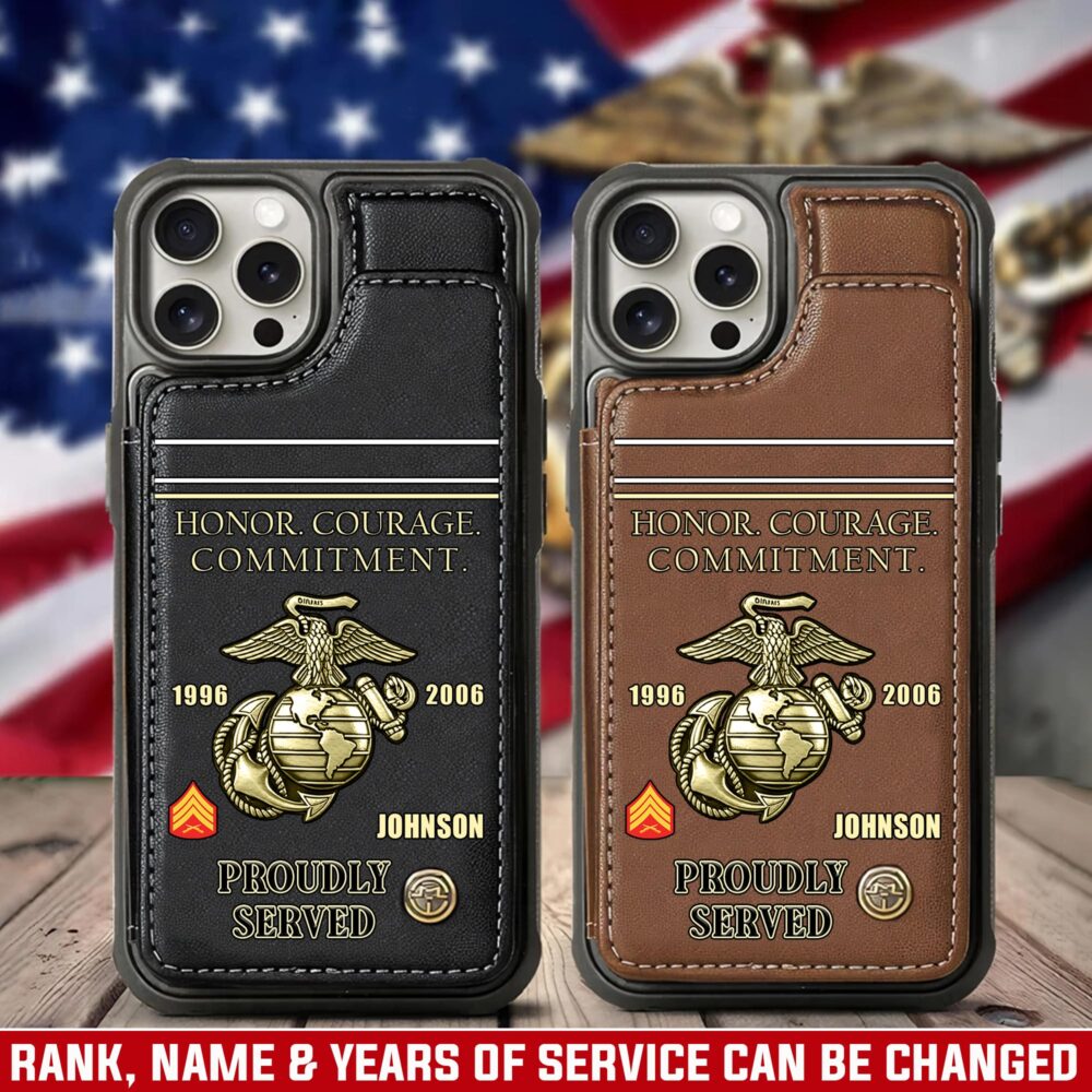 US Marine Corps, E 8 Marines First Sergeant - Leather Flip Phone Case