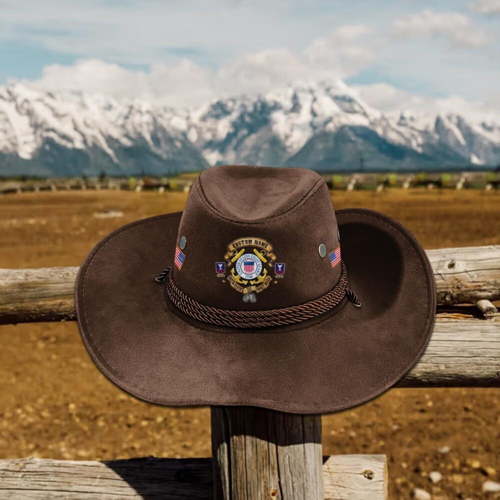 US Coast Guard, Land Of The Free, Because Of The Brave - Cowboy Hat - Image 4
