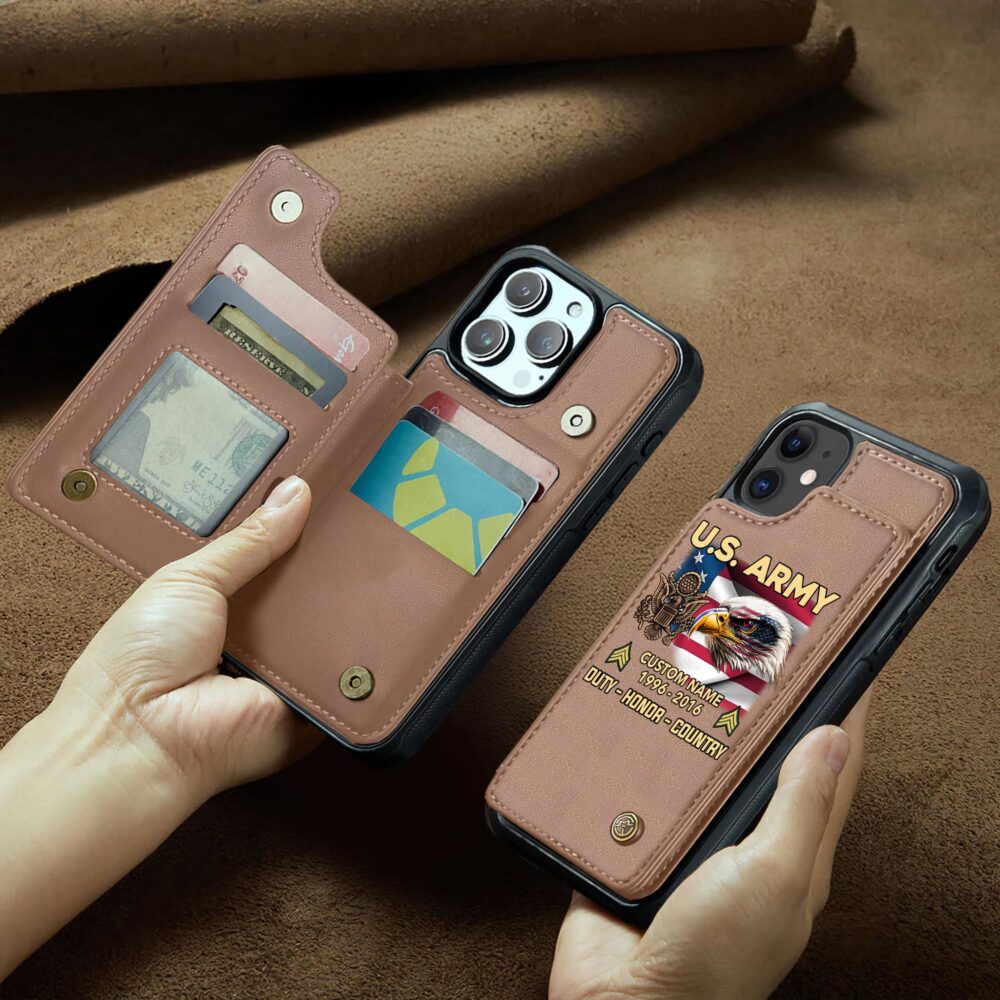 US Army, O 6 Army Colonel - Leather Flip Phone Case - Image 2