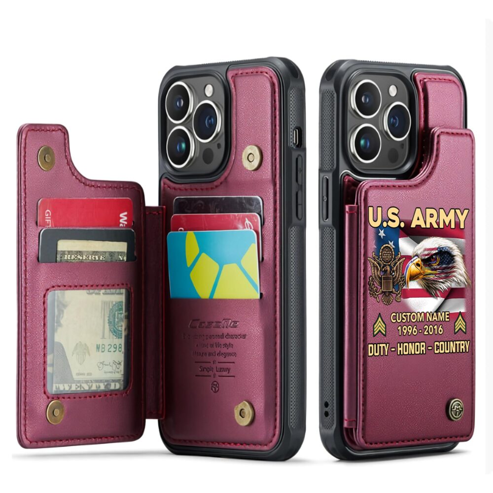 US Army, O 6 Army Colonel - Leather Flip Phone Case - Image 4