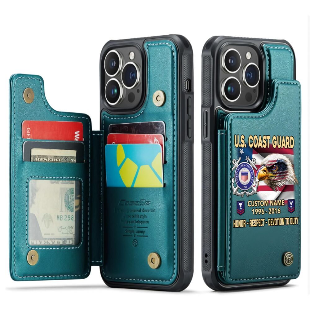 US Coast Guard, E 8 Gold - Leather Flip Phone Case - Image 5