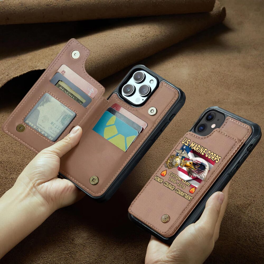 US Marine Corps, No One Gets Left Behind - Leather Flip Phone Case - Image 2