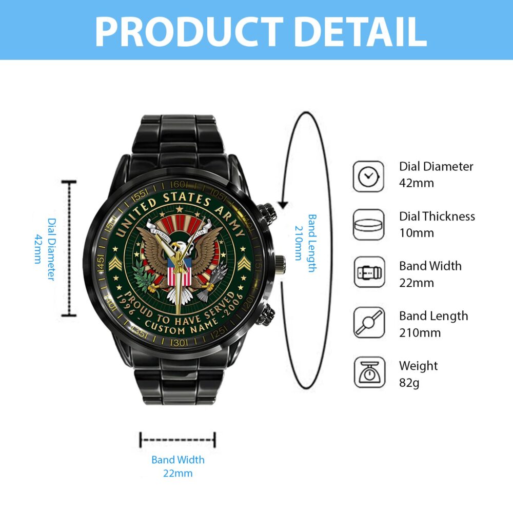 US Army, All Gave Some, Some Gave All - Black Stainless Steel Watch - Image 4