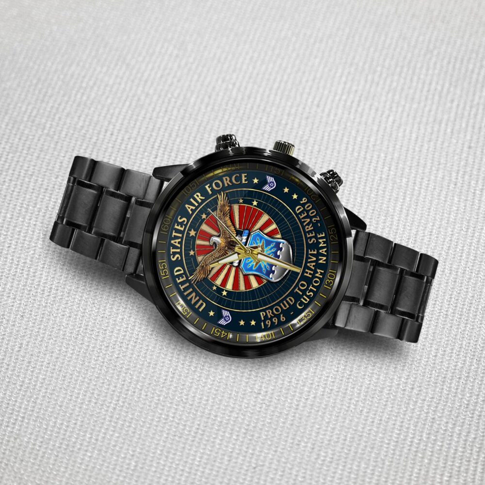 US Air Force, E 7 Air Force First Sergeant - Black Stainless Steel Watch - Image 3