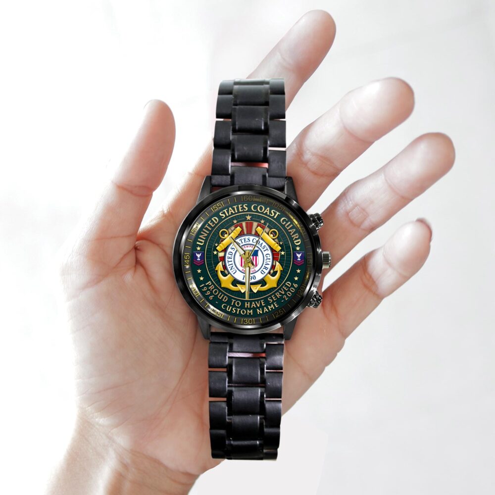 US Coast Guard, E 3 Blue - Black Stainless Steel Watch - Image 2